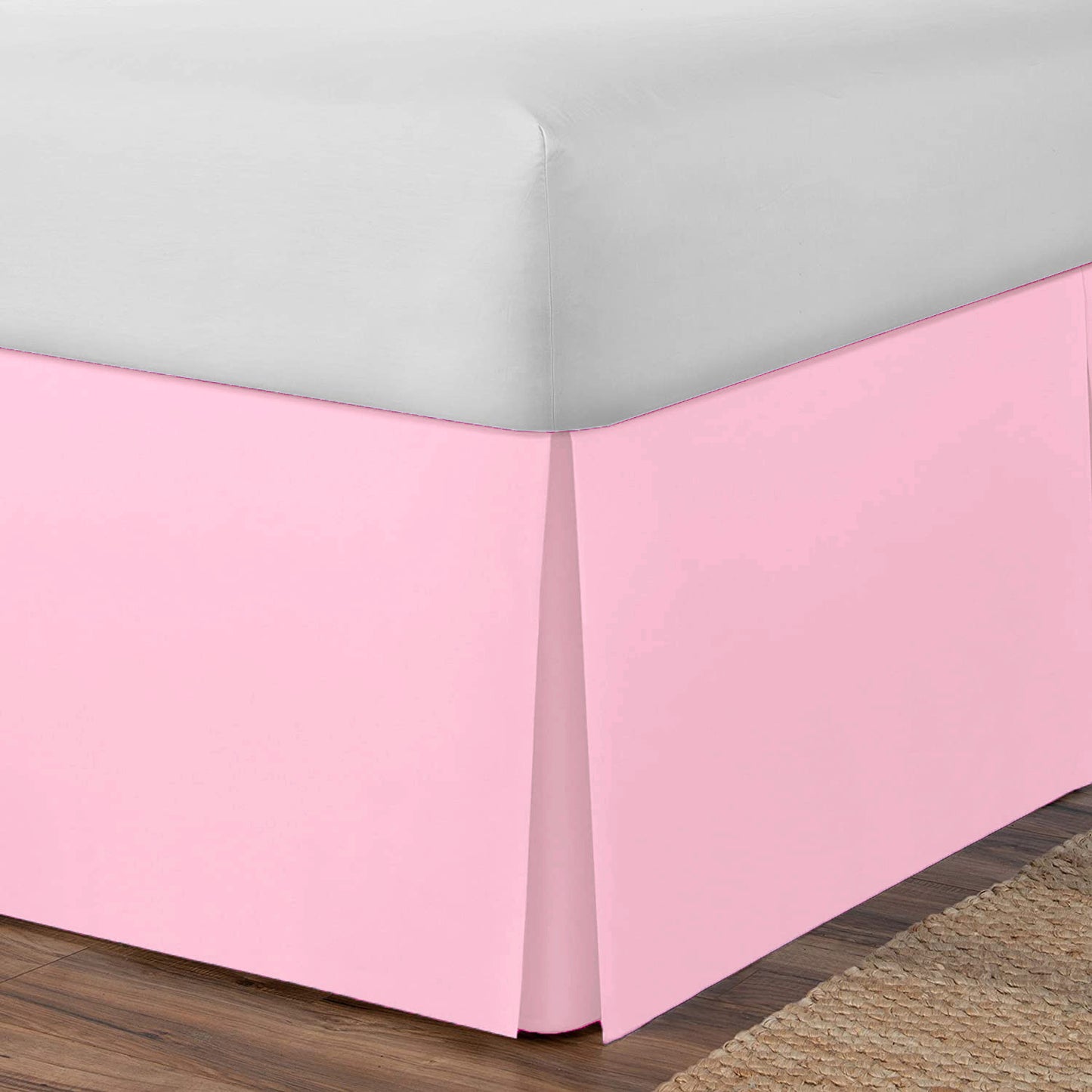 AmigoZone Plain Cotton Percale Platform Base Valance Pleated