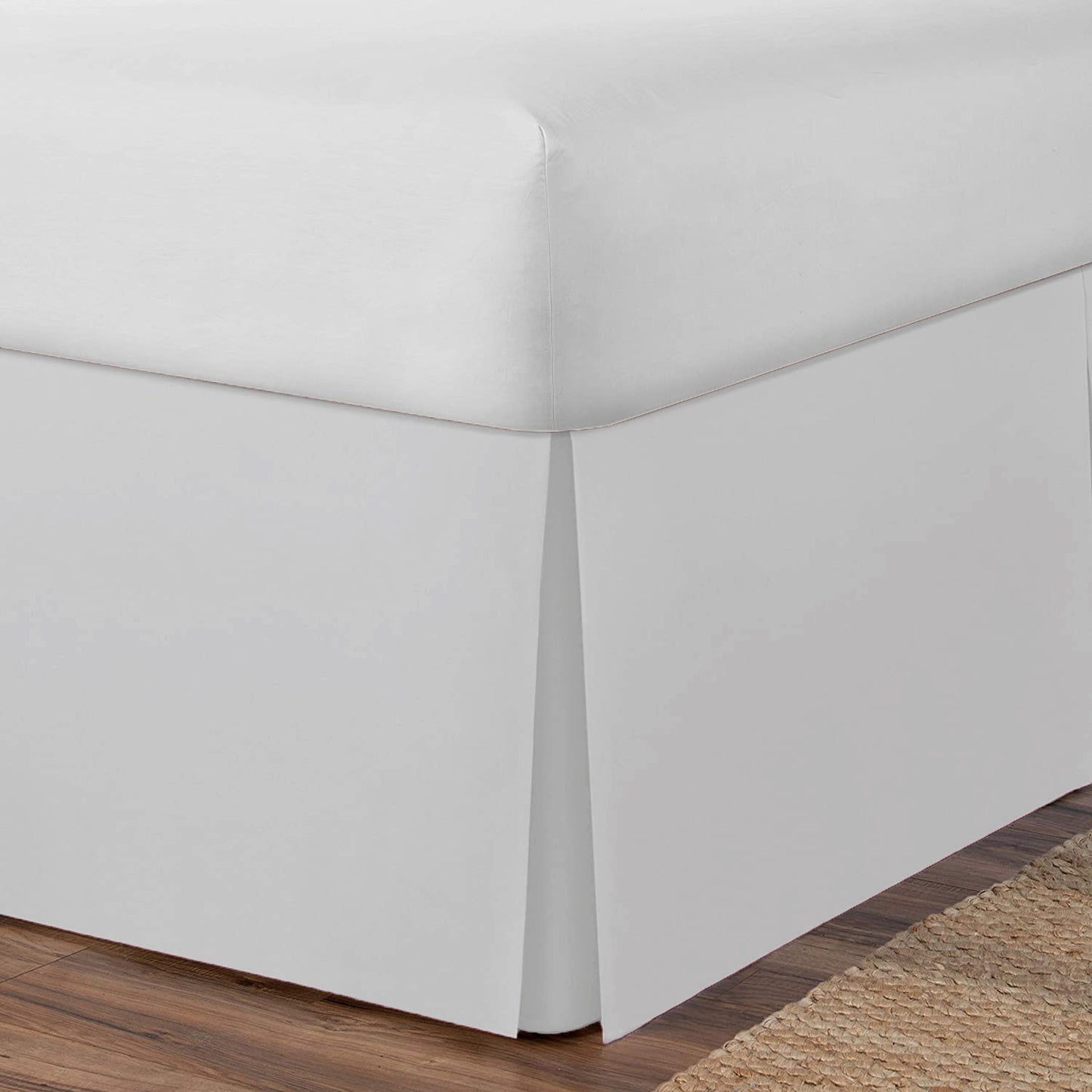 AmigoZone Plain Cotton Percale Platform Base Valance Pleated