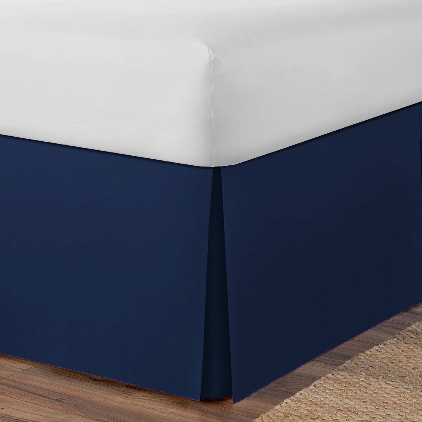 AmigoZone Plain Cotton Percale Platform Base Valance Pleated