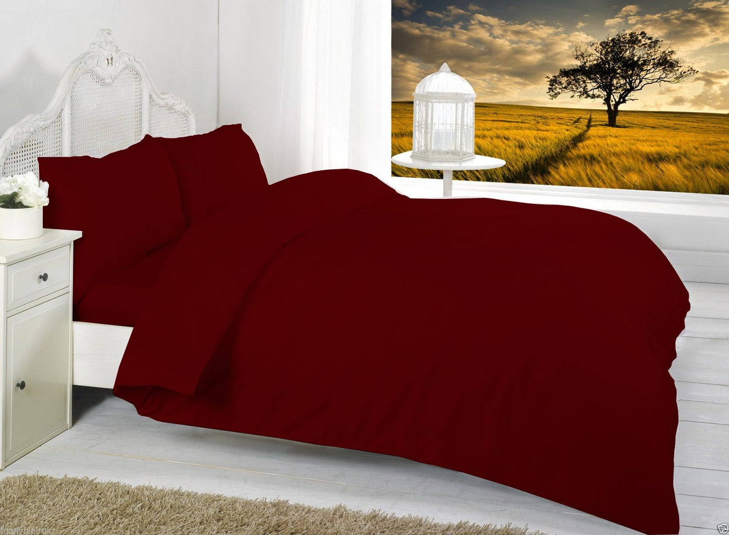AmigoZone Plain Duvert Cover Set Non Iron Percal Quilt Cover With Pillow Cases
