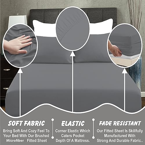 AmigoZone Extra Deep 40CM Fitted Sheet - Soft Brushed Microfiber Easy Care - Fade Wrinkle Resistant Deep Pocket Fitted Bed Sheet