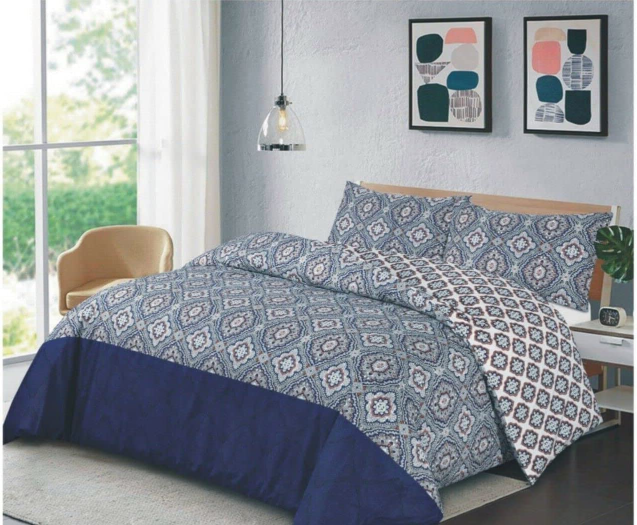 AmigoZone Duvet Cover Set Beautiful Floral Print Quilt Cover Set With Pillow Cases