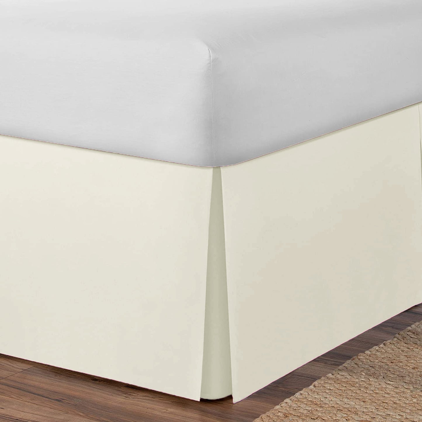 AmigoZone Plain Cotton Percale Platform Base Valance Pleated