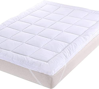 Mattress Topper Extra Deep 2 Inch Thick(5M) - Quilted 4ft Small Double Mattress Topper Fluffy Hypoallergenic Microfibre with Strong Corner Straps
