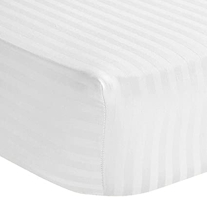 AmigoZone Extra Deep 16"(40cm) Fitted Sheets 100% Egyptian Cotton 300 Thread Sateen Strip Super Soft Fitted Sheet