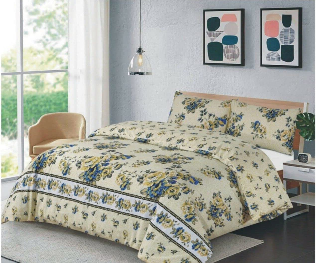 AmigoZone Duvet Cover Set Beautiful Floral Print Quilt Cover Set With Pillow Cases
